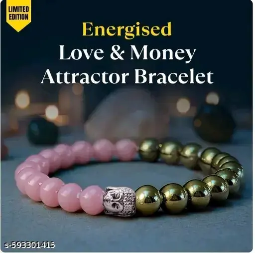 Love and Money Attractor Bracelet Natural Rose Quartz & pyrite 