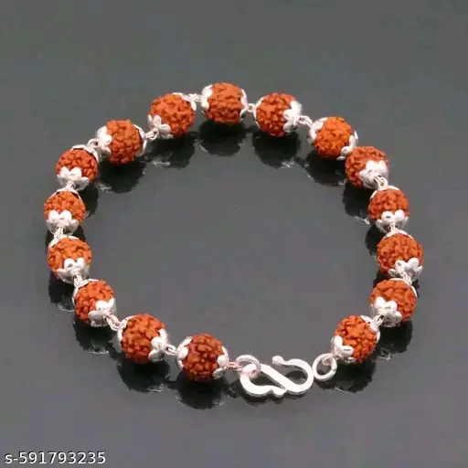 Original Rudraksh Bracelet with silver colour caps