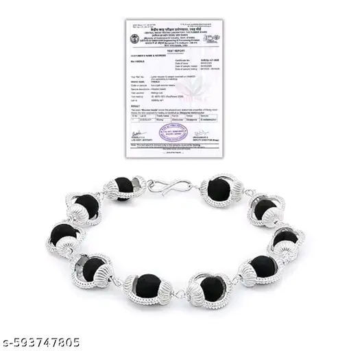 Karungali Malai Bracelet 10 beads black ebony wood with silver cap