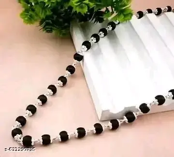 German silver plated karungali Mala – Natural ebony beads Mala 54 beads Mala for meditation and spiritual growth